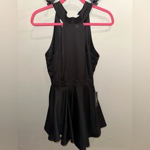 LULUS S NWT black mini halter open back dress